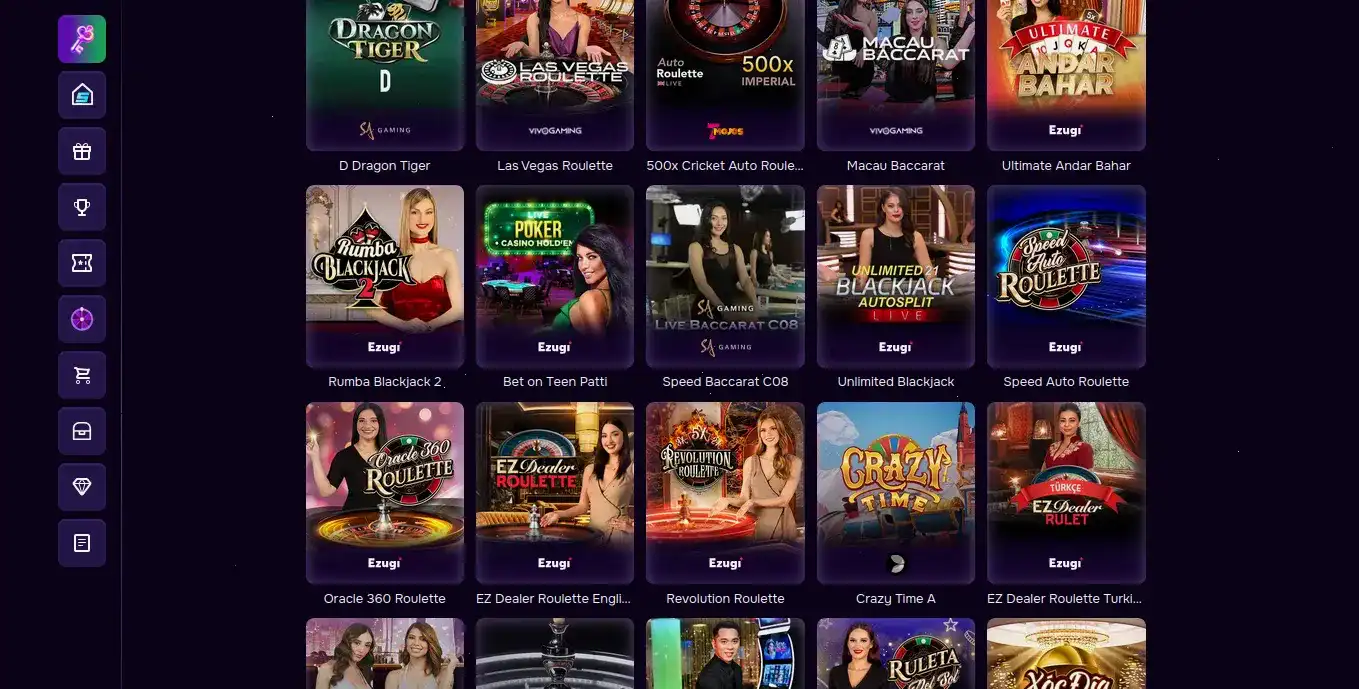 Live Casino Tisch mit professionellem Dealer bei Wishwin
